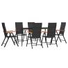 7 Piece Garden Dining Set - Black & Brown Poly Rattan