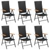 7 Piece Garden Dining Set - Black & Brown Poly Rattan