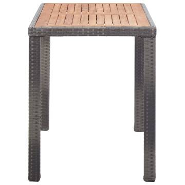 Stylish Garden Table in Anthracite & Brown | 123x60 cm