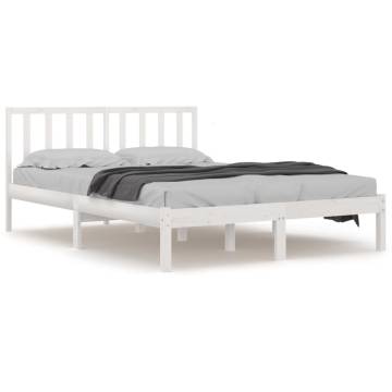 White Solid Wood Pine Bed Frame 140x190 cm | Hipo Market