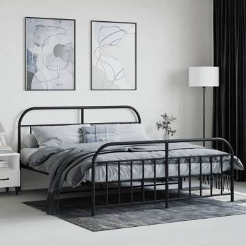 Stylish Black Metal Bed Frame 180x200 cm - Super King Size