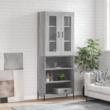 Stylish Highboard in Grey Sonoma - 69.5x34x180 cm