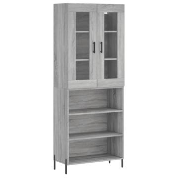 Stylish Highboard in Grey Sonoma - 69.5x34x180 cm