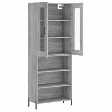 Stylish Highboard in Grey Sonoma - 69.5x34x180 cm