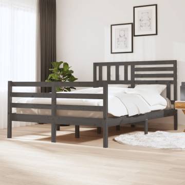 Grey Solid Wood Bed Frame 140x190 cm - Durable & Stylish