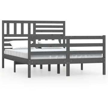 Grey Solid Wood Bed Frame 140x190 cm - Durable & Stylish