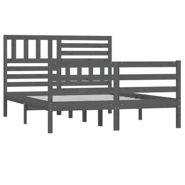 Grey Solid Wood Bed Frame 140x190 cm - Durable & Stylish