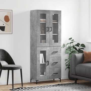 Stylish Highboard in Concrete Grey - Durable & Elegant Design