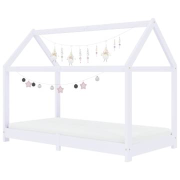 Kids Bed Frame White Solid Pine Wood 80x160 cm | Hipo Market