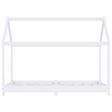 Kids Bed Frame White Solid Pine Wood 80x160 cm | Hipo Market