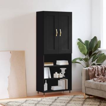 Stylish Highboard in Black - 69.5x34x180 cm | HipoMarket