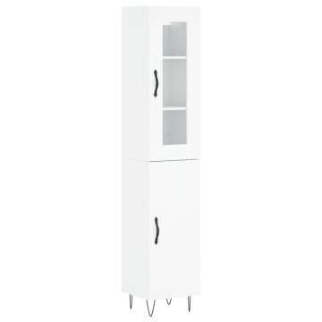 Stylish Highboard High Gloss White - 34.5x34x180 cm