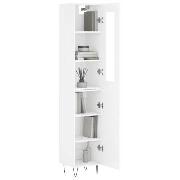 Stylish Highboard High Gloss White - 34.5x34x180 cm