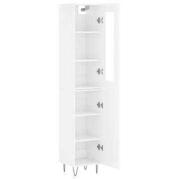 Stylish Highboard High Gloss White - 34.5x34x180 cm