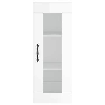 Stylish Highboard High Gloss White - 34.5x34x180 cm