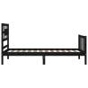 Black Solid Wood Bed Frame with Headboard 90x200 cm