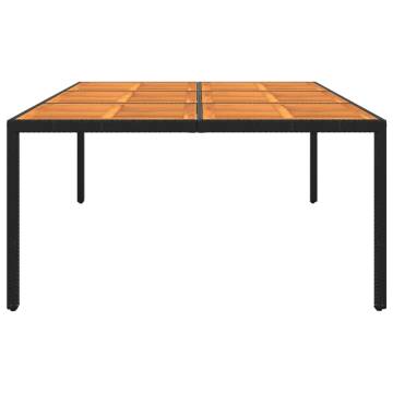 Garden Table 200x150 cm - Acacia Wood & Rattan Black