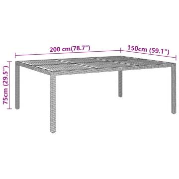 Garden Table 200x150 cm - Acacia Wood & Rattan Black