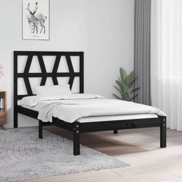 Black Solid Wood Pine Bed Frame 90x200 cm - Hipomarket