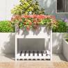 White Planter with Shelf - Solid Pine Wood - 82.5x82.5x81 cm