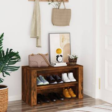 Shoe Rack Smoked Oak - Stylish Storage Solution | Hipo Market