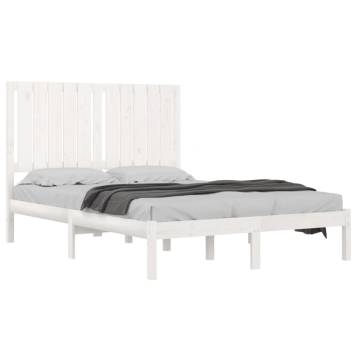 Bed Frame White Solid Wood Pine 120x200 cm | HipoMarket