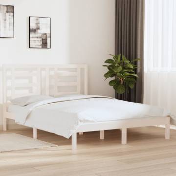 White Solid Wood Pine Bed Frame 160x200 cm - Modern Design