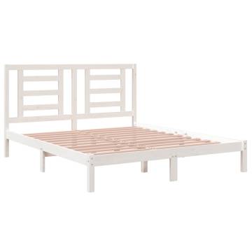 White Solid Wood Pine Bed Frame 160x200 cm - Modern Design