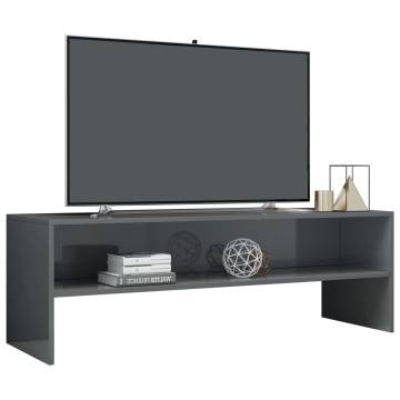 High Gloss Grey TV Cabinet - 120x40 cm Stylish Design