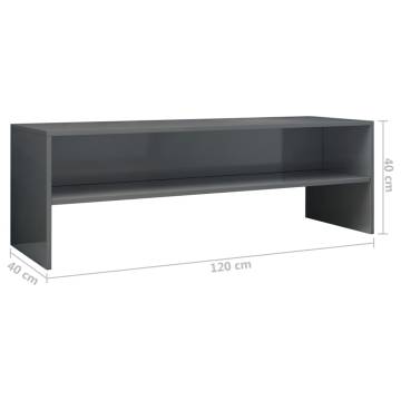 High Gloss Grey TV Cabinet - 120x40 cm Stylish Design