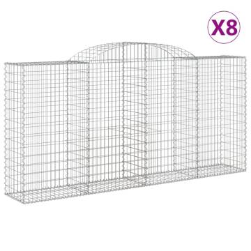 Arched Gabion Baskets 8 pcs – Galvanised Iron – 300x50x140/160 cm