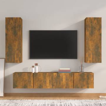 4 Piece TV Cabinet Set in Smoked Oak - Stylish & Practical