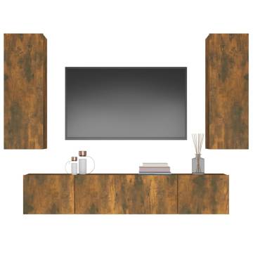 4 Piece TV Cabinet Set in Smoked Oak - Stylish & Practical