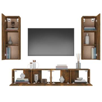 4 Piece TV Cabinet Set in Smoked Oak - Stylish & Practical