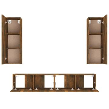 4 Piece TV Cabinet Set in Smoked Oak - Stylish & Practical