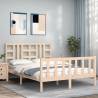 Bed Frame with Headboard Double Solid Wood Colour natural Size 135 x 190 cm 