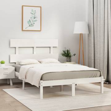 White Solid Wood Bed Frame 120x200 cm - Timeless Design