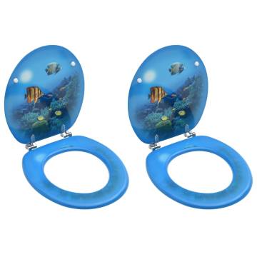 WC Toilet Seats with Lid - 2 pcs MDF Deep Sea Design