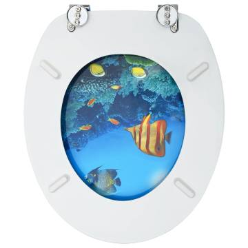 WC Toilet Seats with Lid - 2 pcs MDF Deep Sea Design