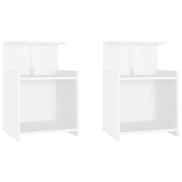 Stylish White Bed Cabinets - 2 Pcs Engineered Wood | HipoMarket