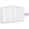 Arched Gabion Baskets - 13 pcs Galvanised Iron | Hipomarket