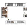 8 Piece White Engineered Wood TV Cabinet Set | Hipomarket