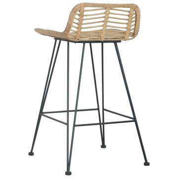 Stylish Bar Chairs 2 pcs - Natural Rattan | HipoMarket