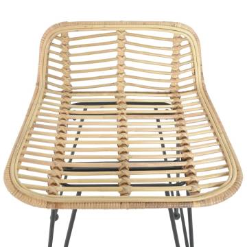Stylish Bar Chairs 2 pcs - Natural Rattan | HipoMarket