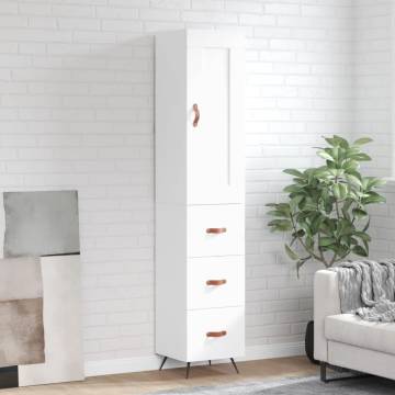 Stylish Highboard White 34.5x34x180 cm - Engineered Wood