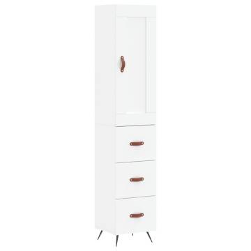 Stylish Highboard White 34.5x34x180 cm - Engineered Wood