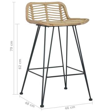 Stylish Bar Chairs 2 pcs - Natural Rattan | HipoMarket