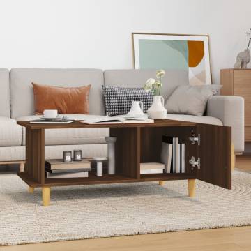 Brown Oak Coffee Table - 90x50x40 cm Engineered Wood