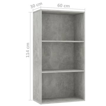 3-Tier Book Cabinet - Concrete Grey | Modern & Stylish