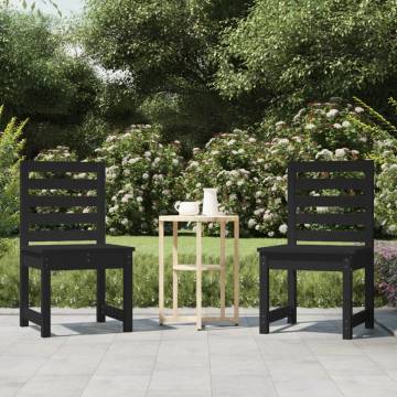 Garden Chairs 2 pcs Black - Solid Pine Wood | HipoMarket